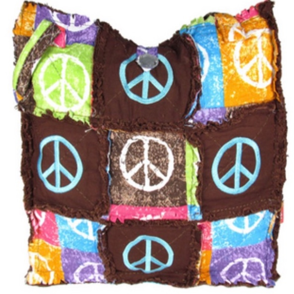 Patchwork Boho Peace Messenger/Tote Bag